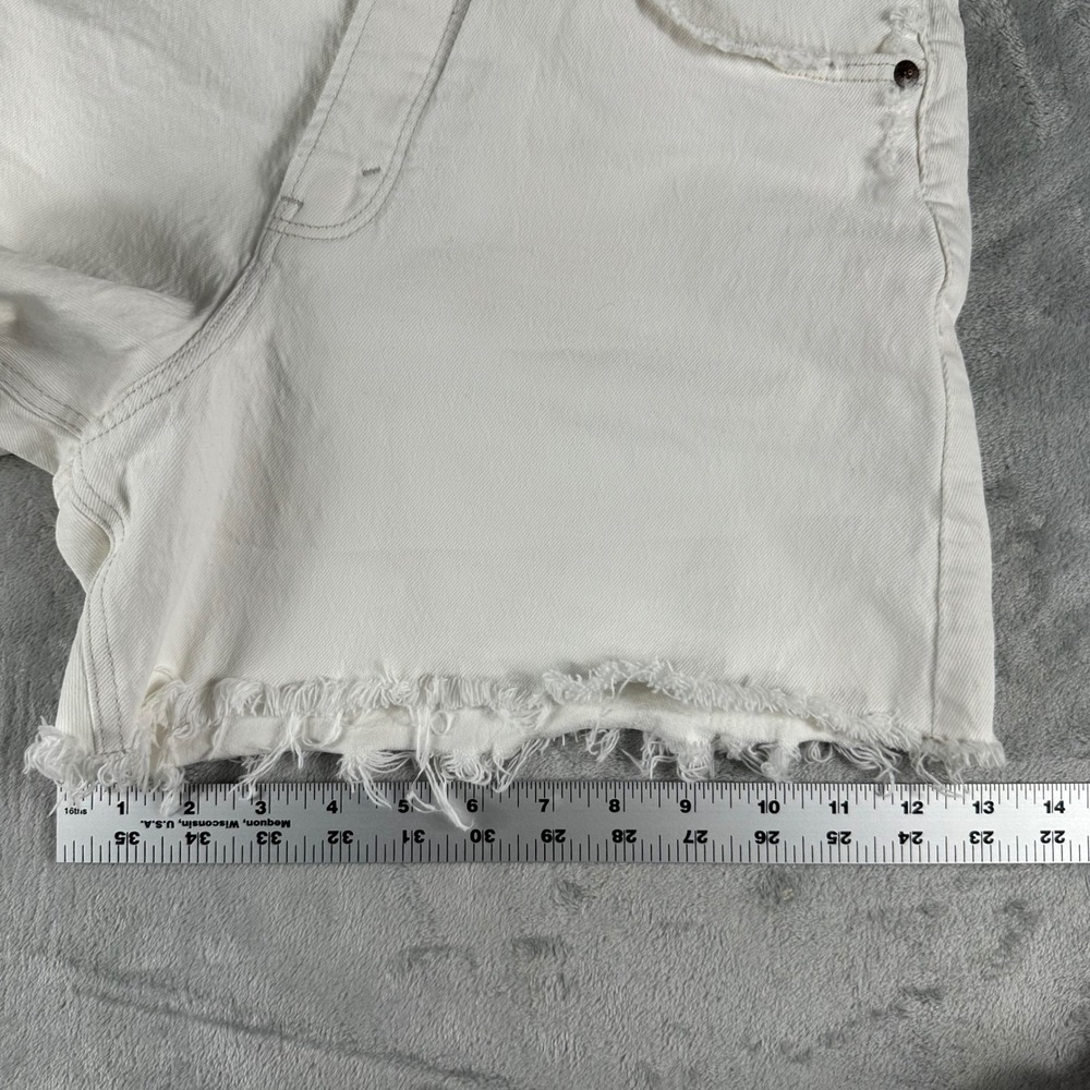 Abercrombie & Fitch The Dad Short Women 28 White High Rise Raw Hem Denim READ - Picture 9 of 9